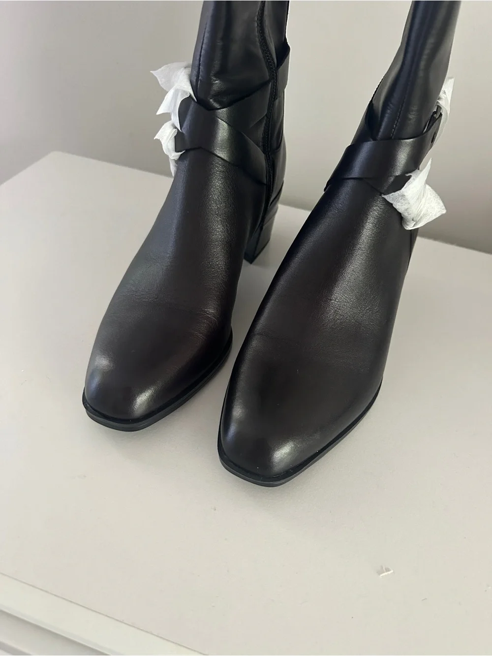 Stuart Weitzman Shore Black Leather Boots Size 7.5 New with box